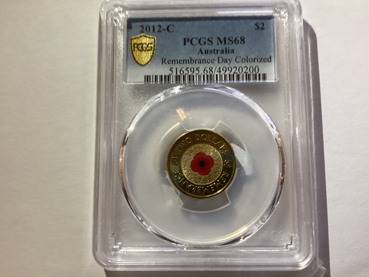 2012-C $2 Remembrance Day Coloured. Red Poppy MS68