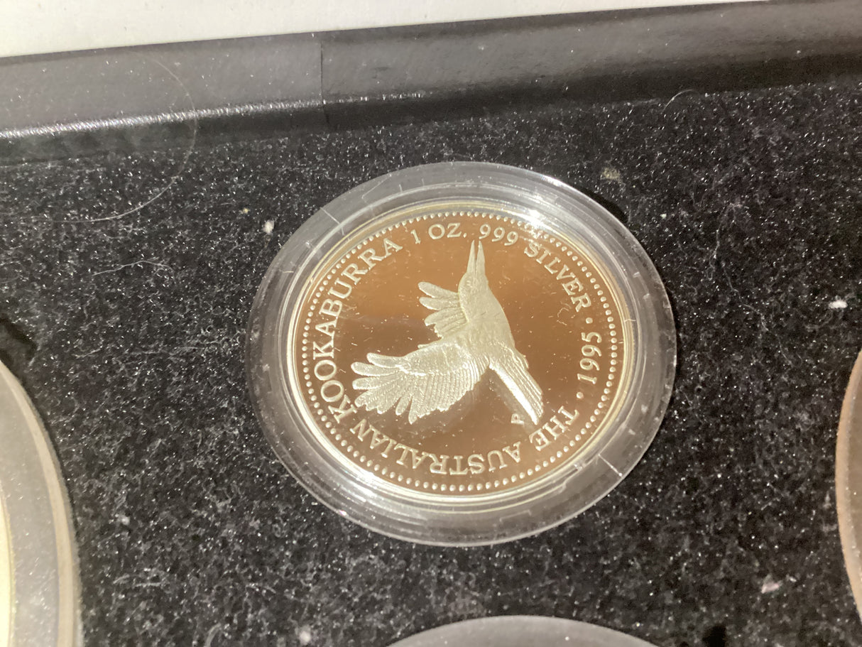 1995 Australian Kookaburra Proof Issue Kilo Collection. 1kg, 10oz, 2oz, 1oz.