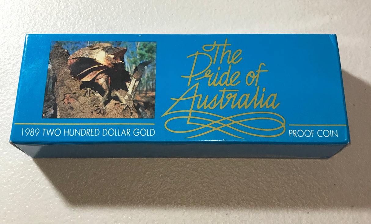1989 $200 Frilled Neck Lizard Gold Proof Coin