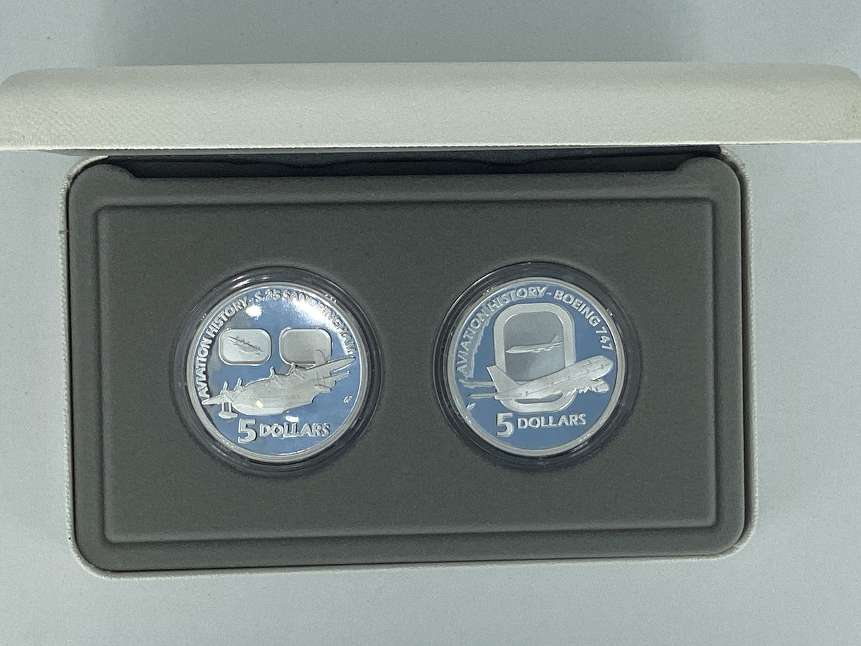 2010 Masterpieces in Silver. Aviation. Flying Through Time. Two Coin Silver Set