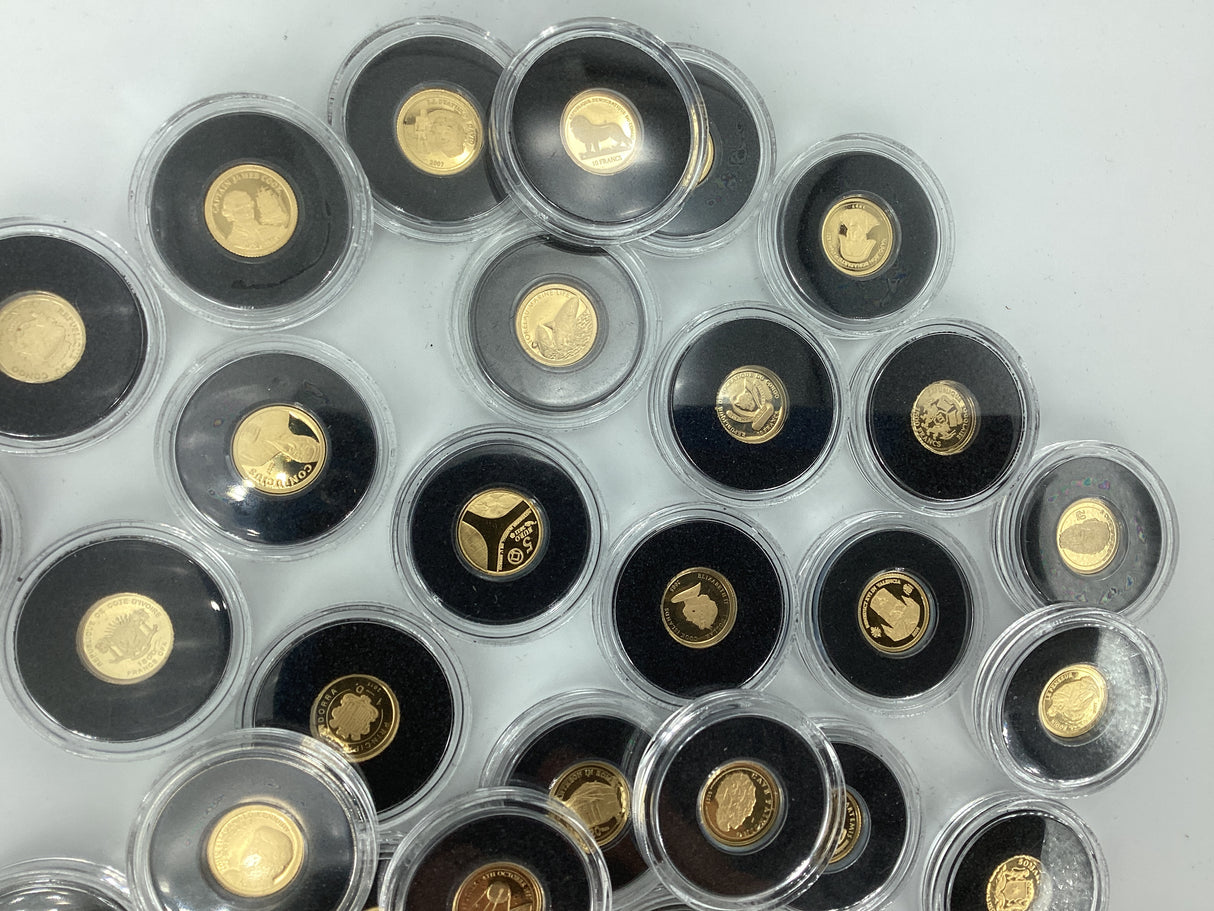 2005- The Smallest Gold Coins of the World. Multiple Countries. 0.5 Grams of Pure Gold in Each Coin.