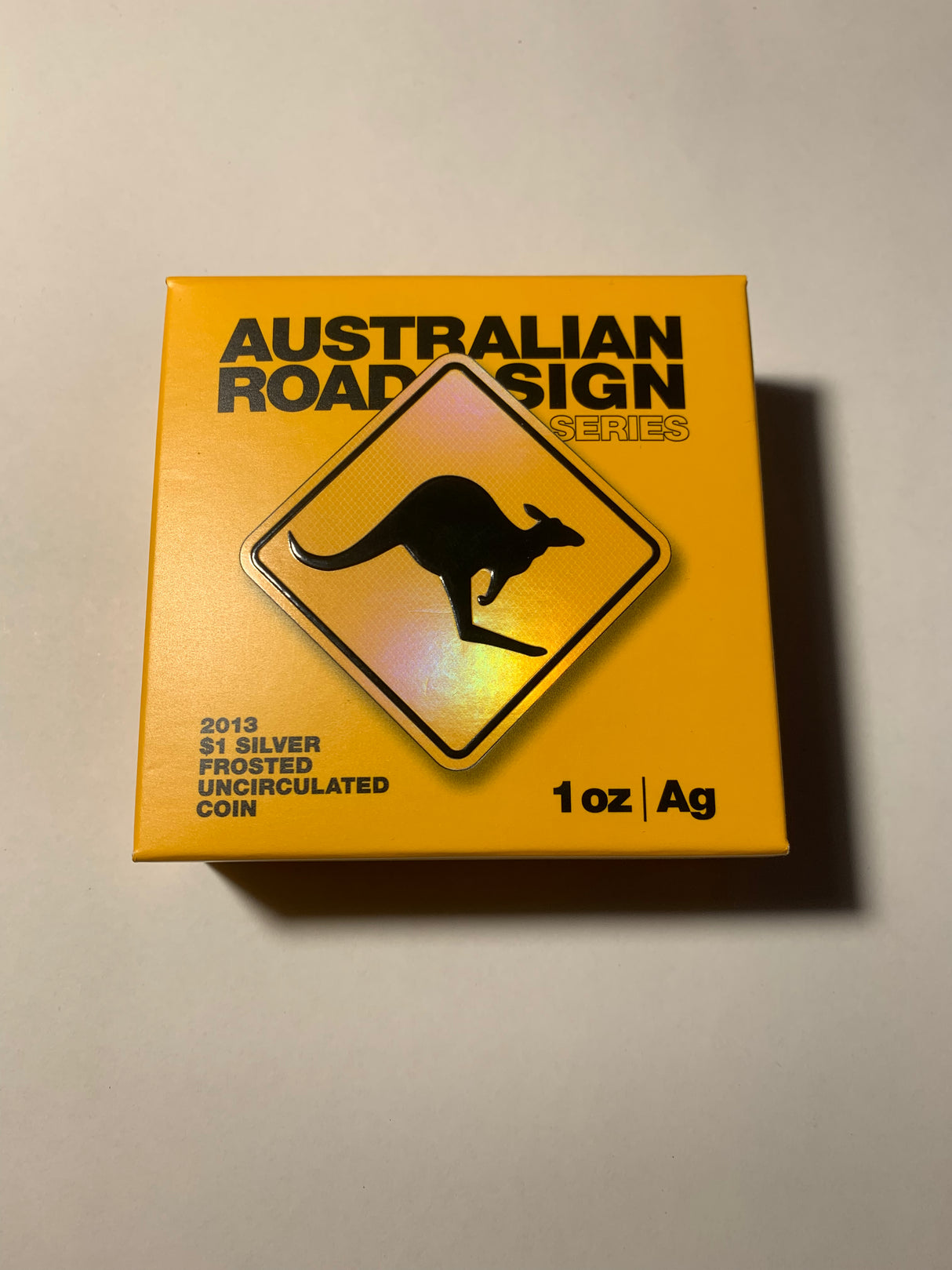 2013 $1 Silver Frosted Uncirculated Coin. Australian Road Sign Series. Kangaroo.