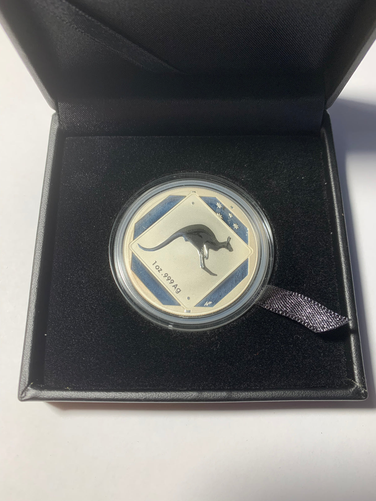 2013 $1 Silver Frosted Uncirculated Coin. Australian Road Sign Series. Kangaroo.