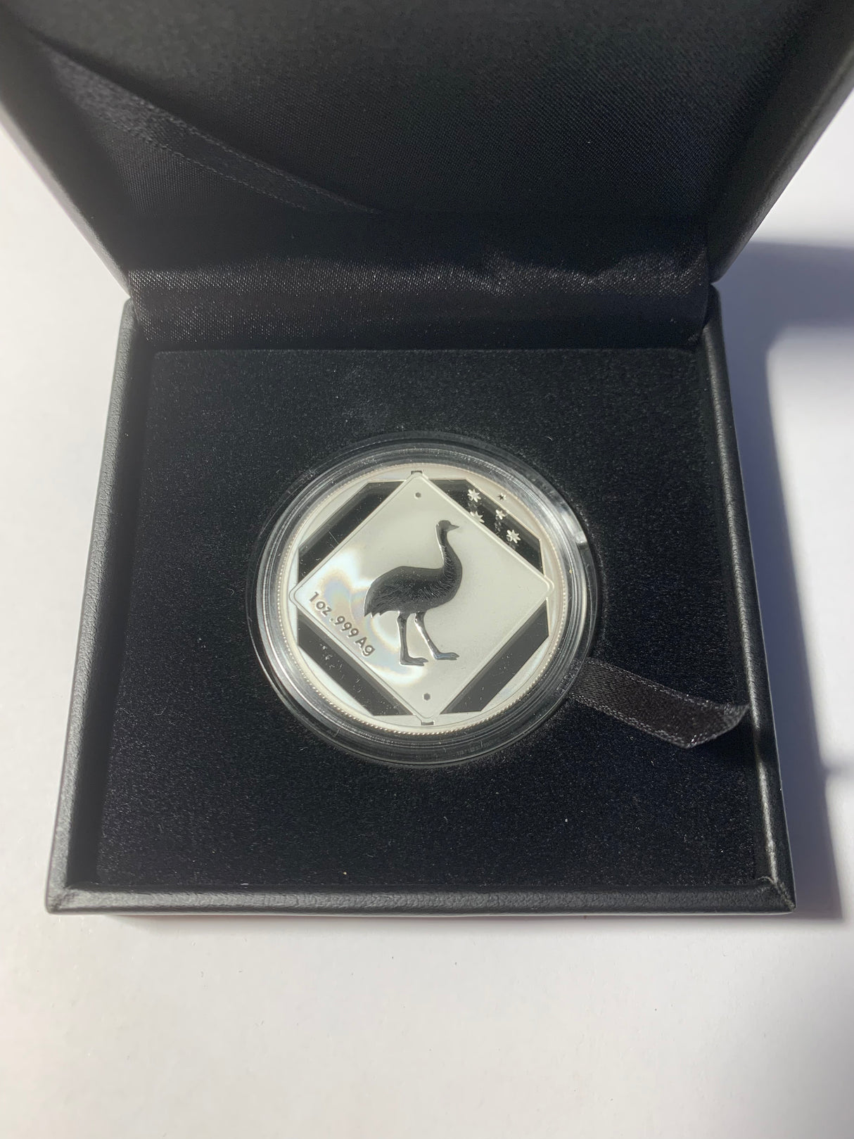 2015 $1 Silver Frosted Uncirculated Coin. Australian Road Sign Series. Emu.