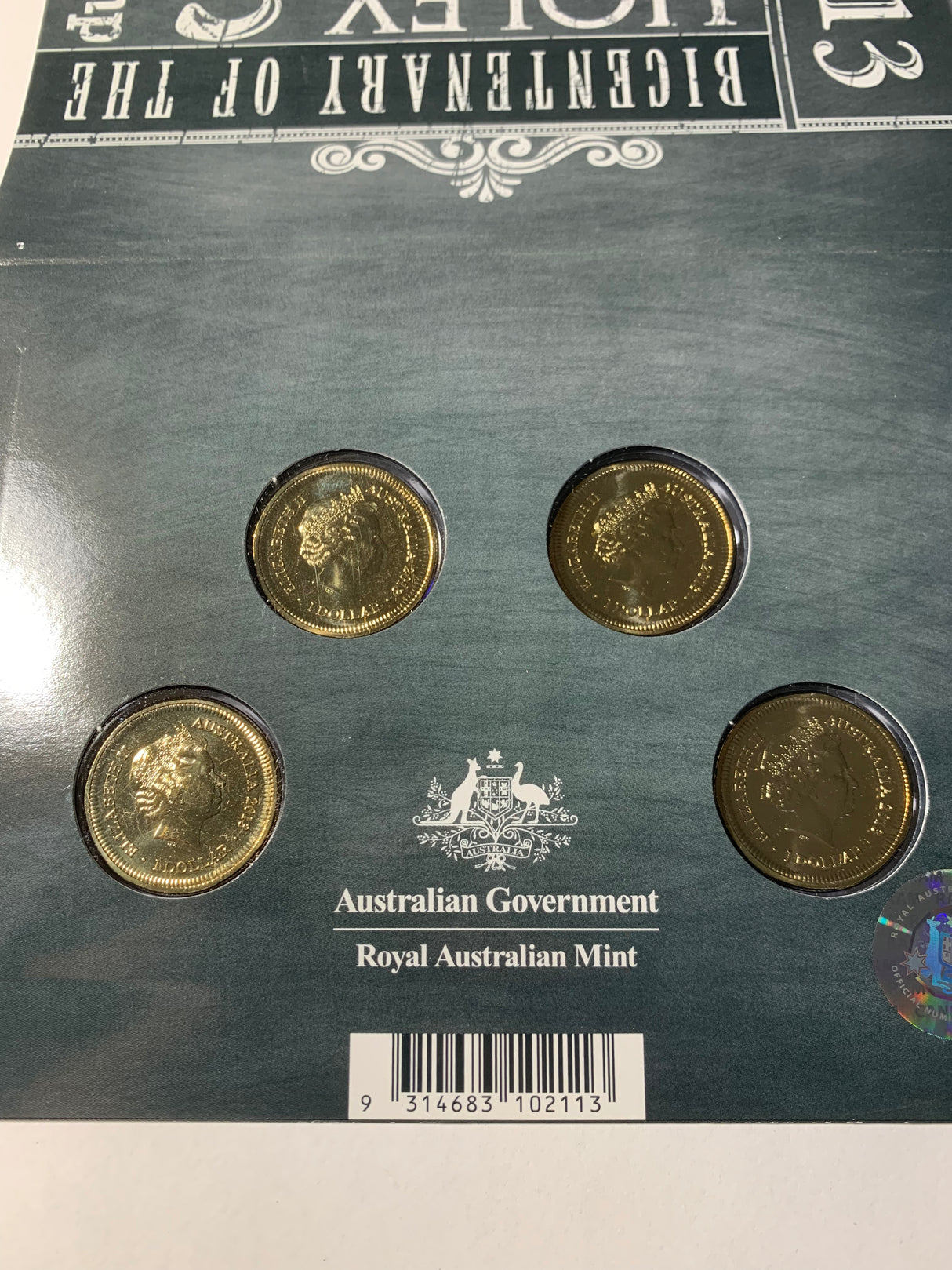2013 $1 Four Coin Mintmark and Privy Mark Set. Bicentenary of the Holey Dollar & Dump.