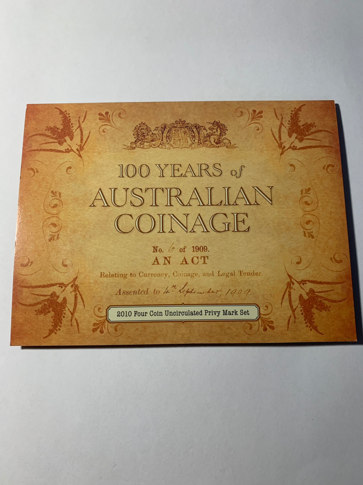 2010 $1 Four Coin Uncirculated Privy Mark Set. 100 Years of Australian Coinage.
