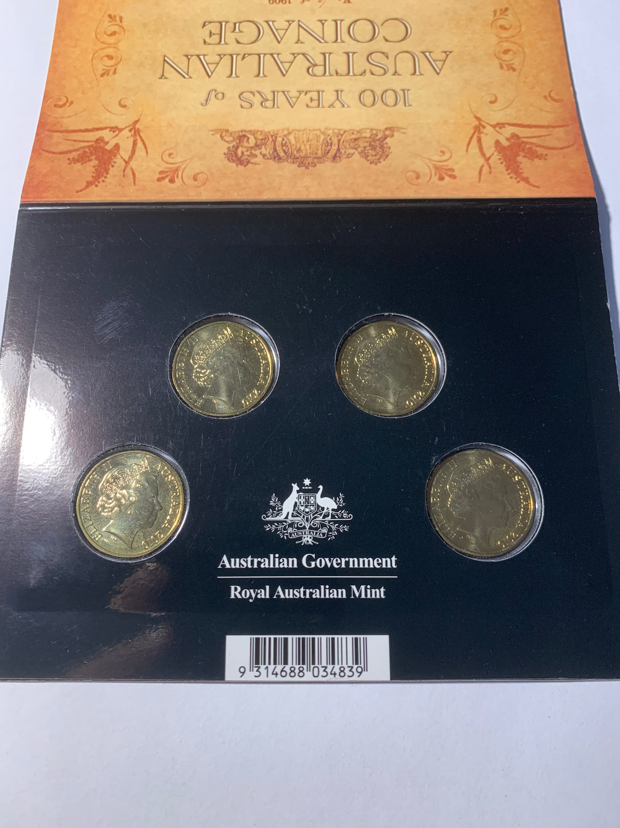 2010 $1 Four Coin Uncirculated Privy Mark Set. 100 Years of Australian Coinage.