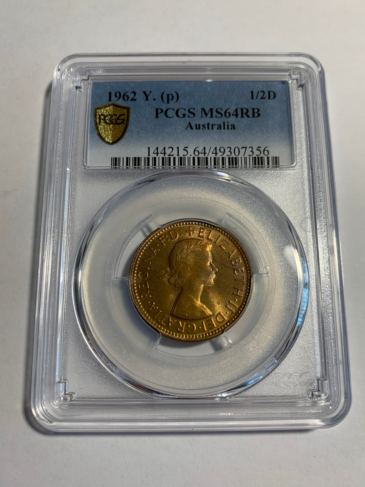 1962 Y. (p) Australian Halfpenny. PCGS MS64RB