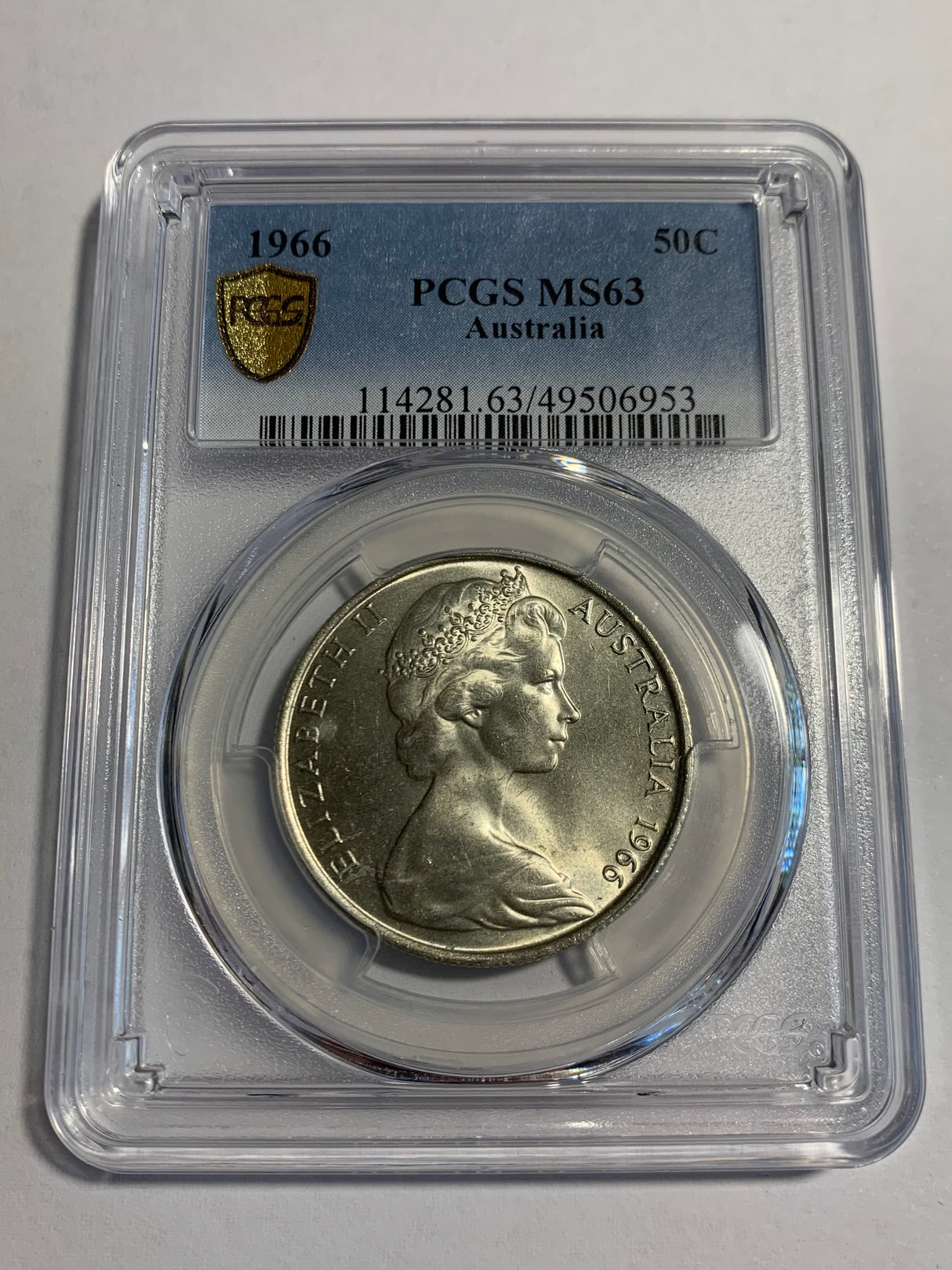 1966 Australian 50c. PCGS MS63
