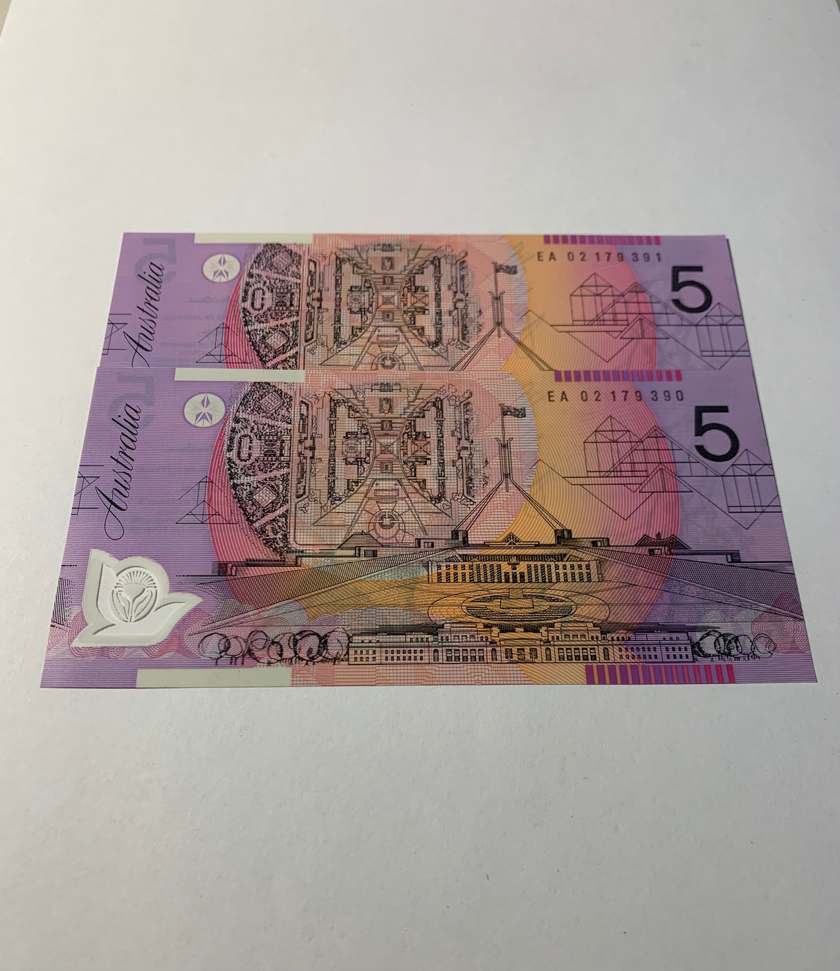 2002 $5 Last Prefix Banknote. Uncirculated. Run of 2. R220aL