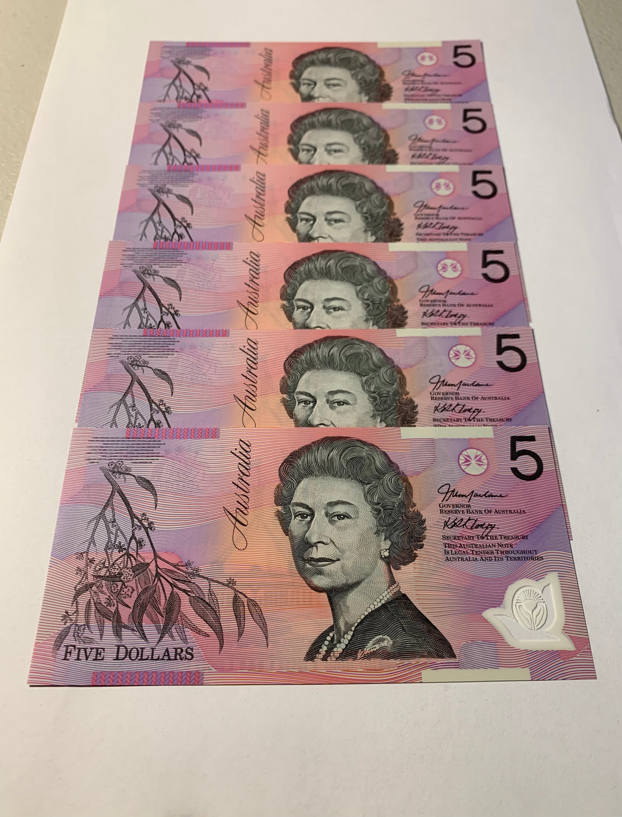 2005 $5 Last Prefix Banknote. Uncirculated. Run of 6. R220cL.