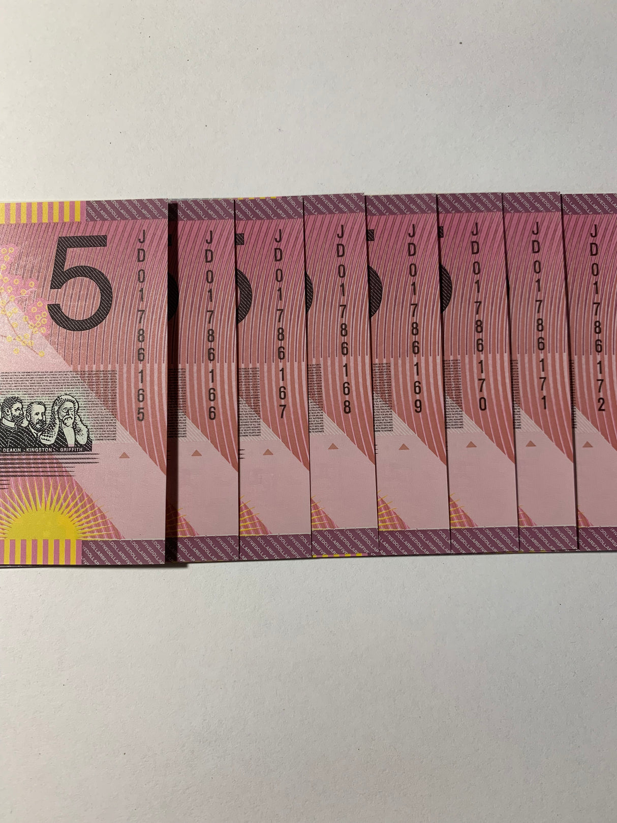 2001 $5 Last Prefix Banknote. Uncirculated. Run of 10. R219L