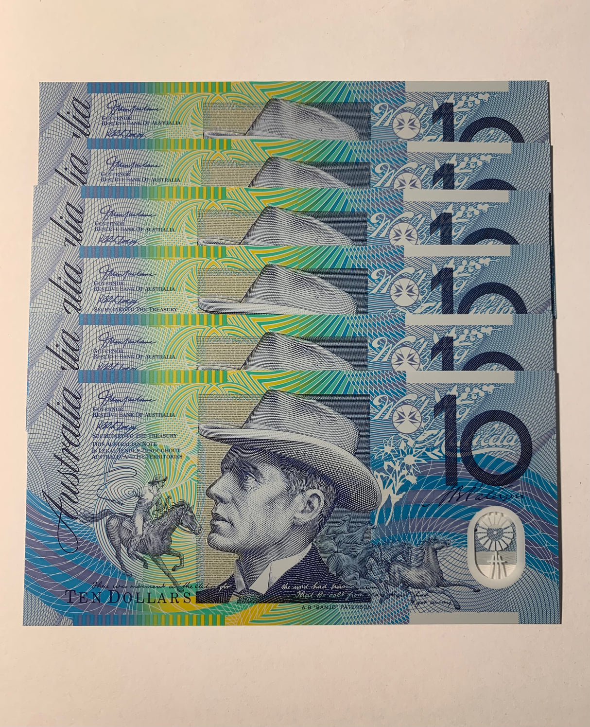 2006 $10 First Prefix Banknote. Uncirculated. Run of 6. R320cF