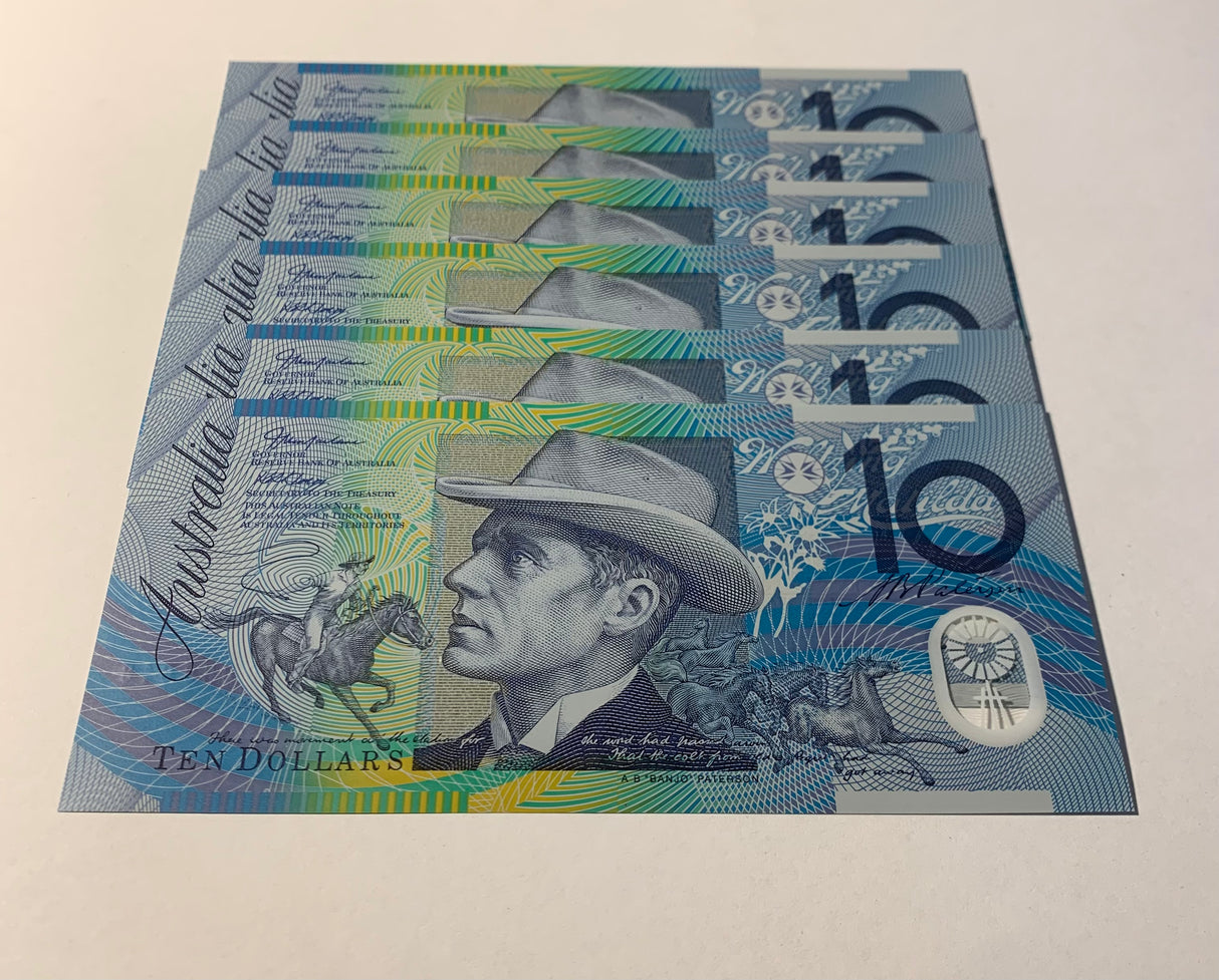 2006 $10 First Prefix Banknote. Uncirculated. Run of 6. R320cF