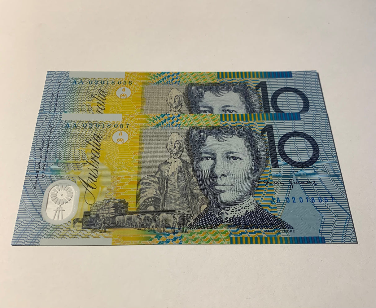 2002 $10 First Prefix Banknote. Uncirculated. Run of 2. R320aF