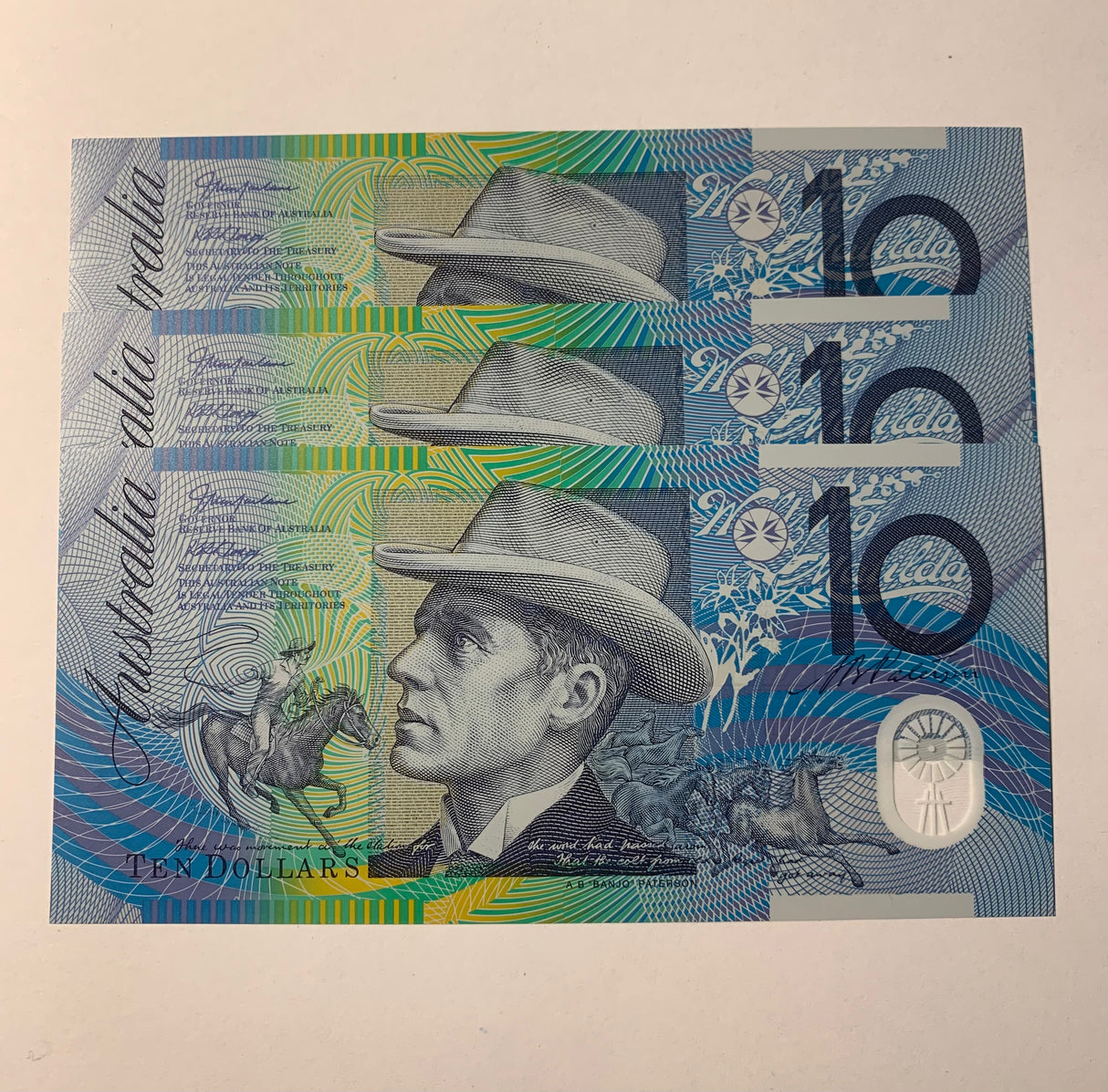 2002 $10 First Prefix Banknote. Uncirculated. Run of 3. R320aF