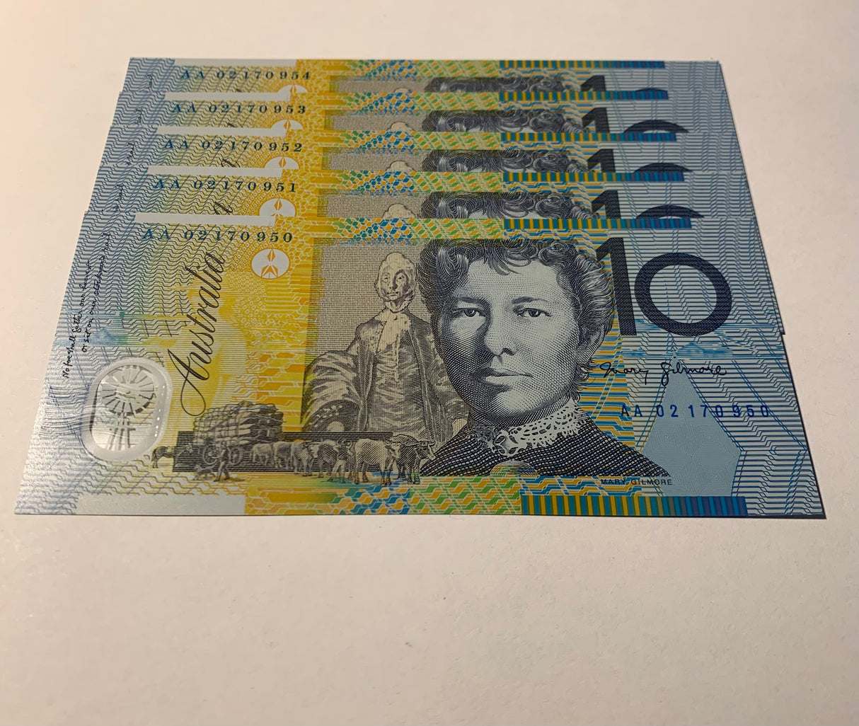 2002 $10 First Prefix Banknote. Uncirculated. Run of 5. R320aF