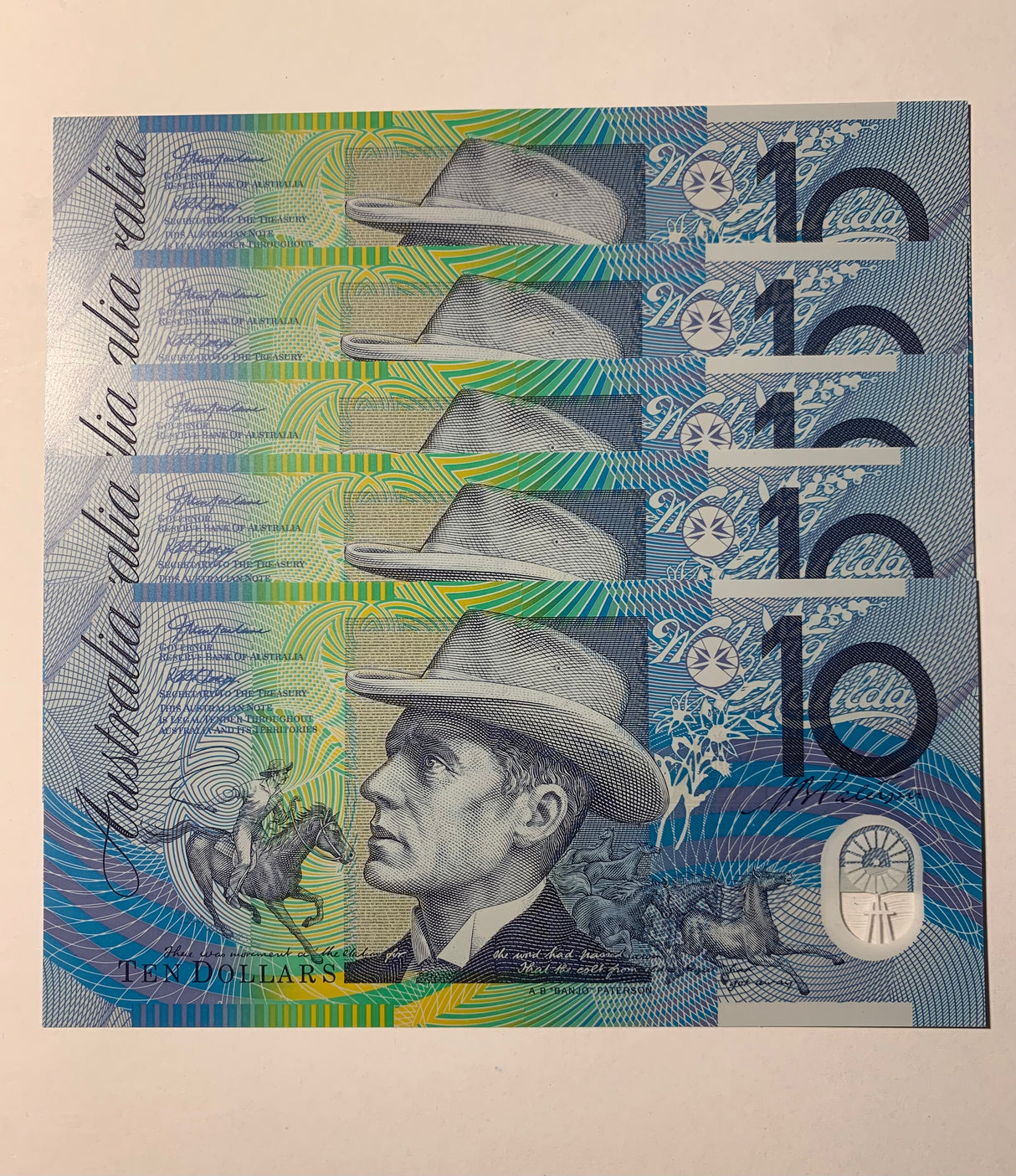 2002 $10 First Prefix Banknote. Uncirculated. Run of 5. R320aF