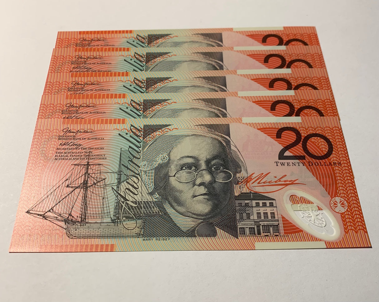 2002 $20 First Prefix Banknote. Uncirculated. R420aF. Run of 5. R420aF