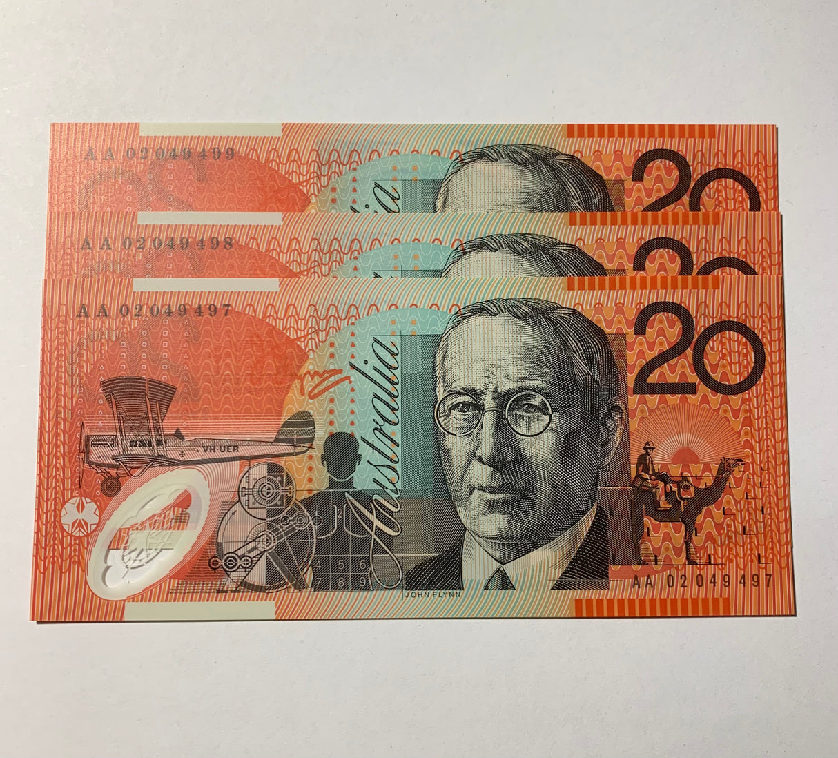 2002 $20 First Prefix Banknote. Uncirculated. Run of 3. R420aF