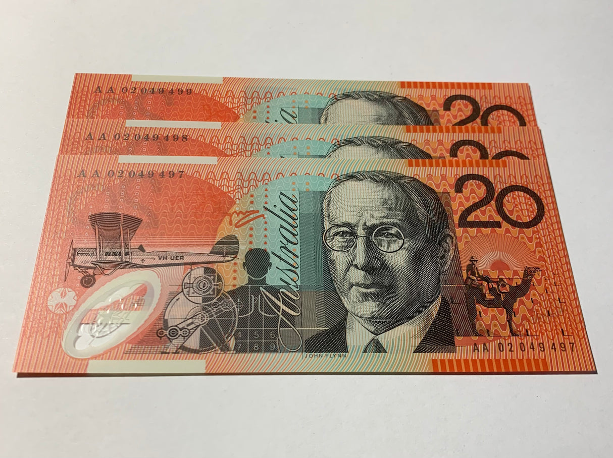 2002 $20 First Prefix Banknote. Uncirculated. Run of 3. R420aF