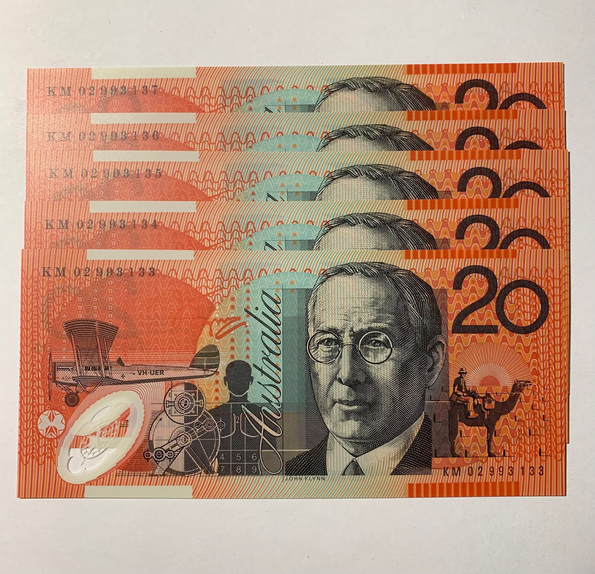 2002 $20 Last Prefix Banknote. Uncirculated. Run of 5. R420aF.