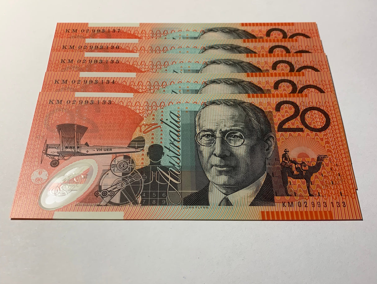 2002 $20 Last Prefix Banknote. Uncirculated. Run of 5. R420aF.