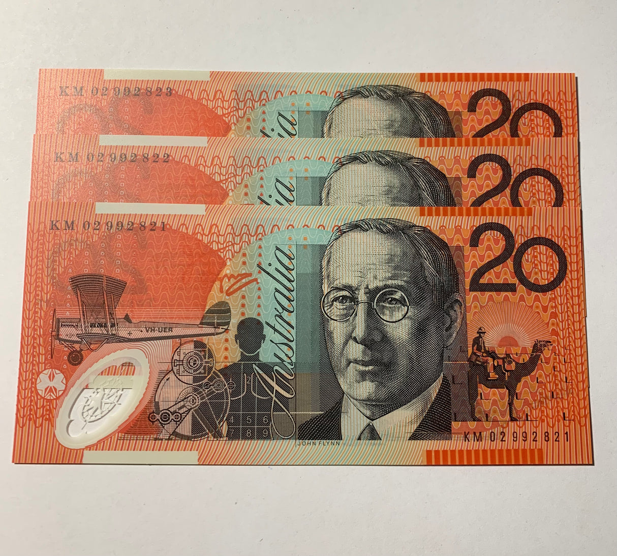 2002 $20 Last Prefix Banknote. Uncirculated. Run of 3. R420aF.