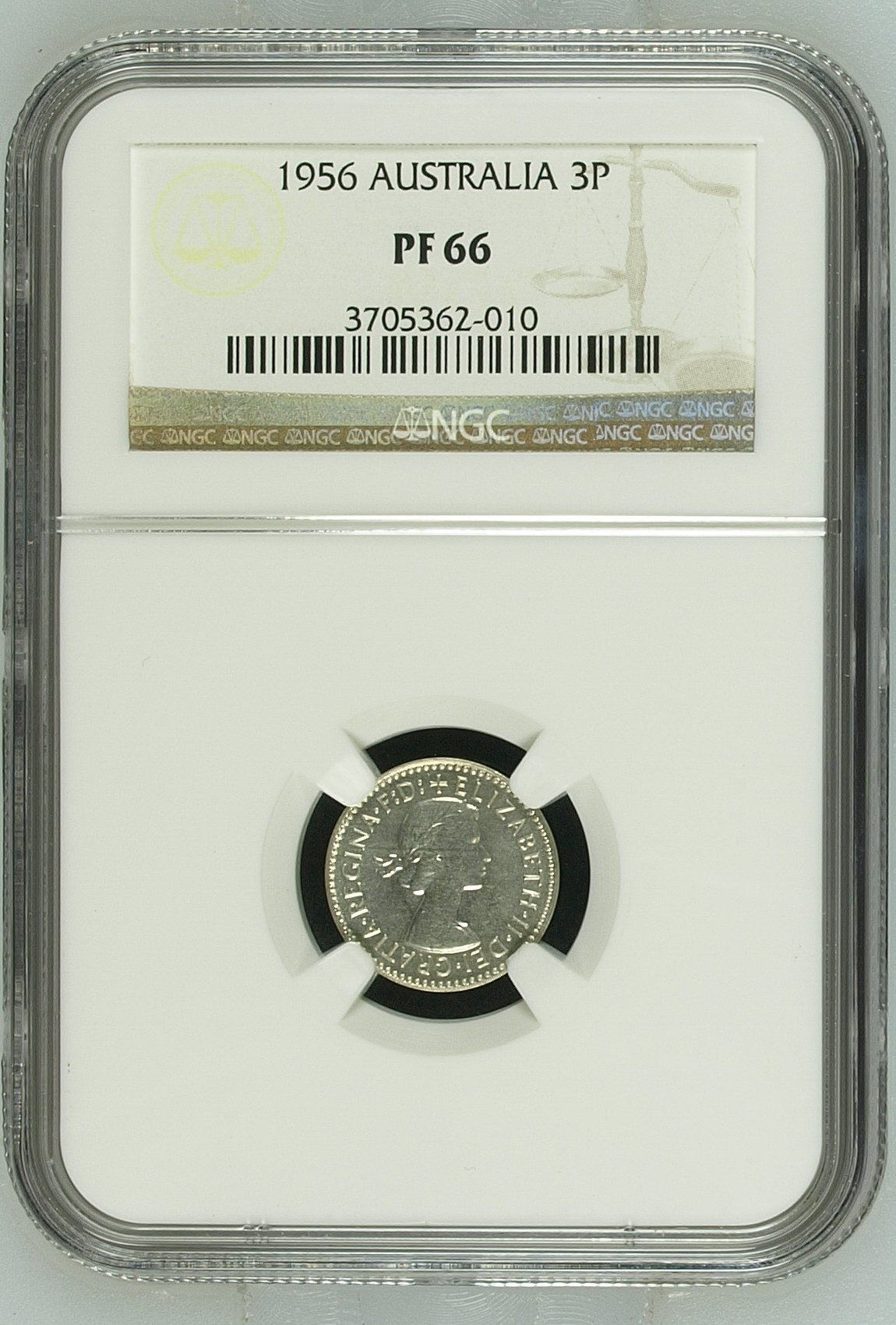 1956(m) Australian Proof Threepence - NGC PF66