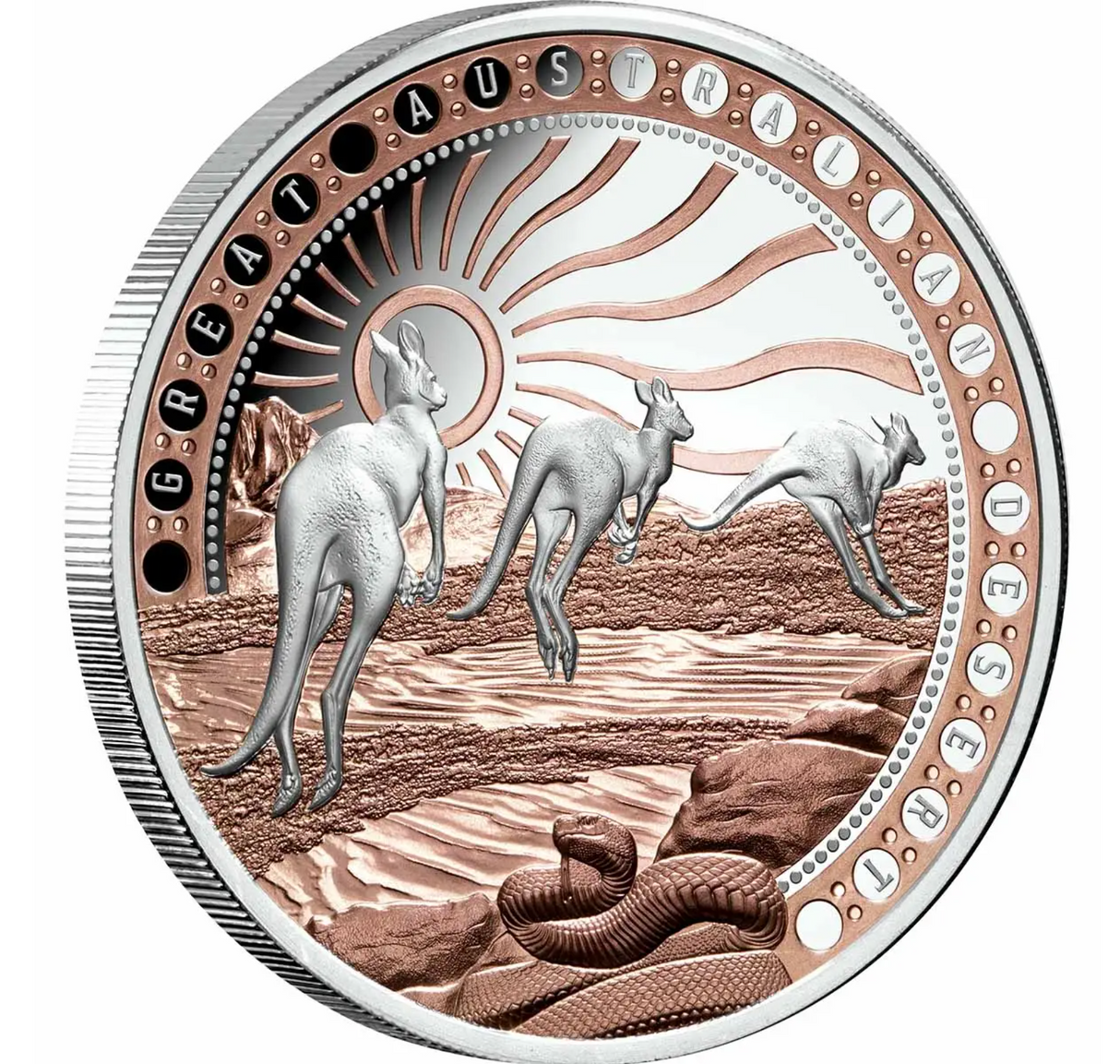2023 $1 Great Australian Desert Rose Gold-plated 1oz Silver Proof Coin