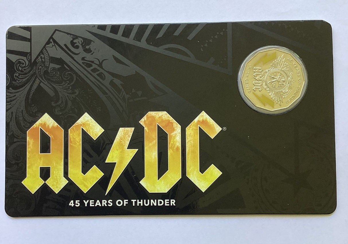 2018 50c Coloured Uncirculated Coin ACDC 45 Years of Thunder
