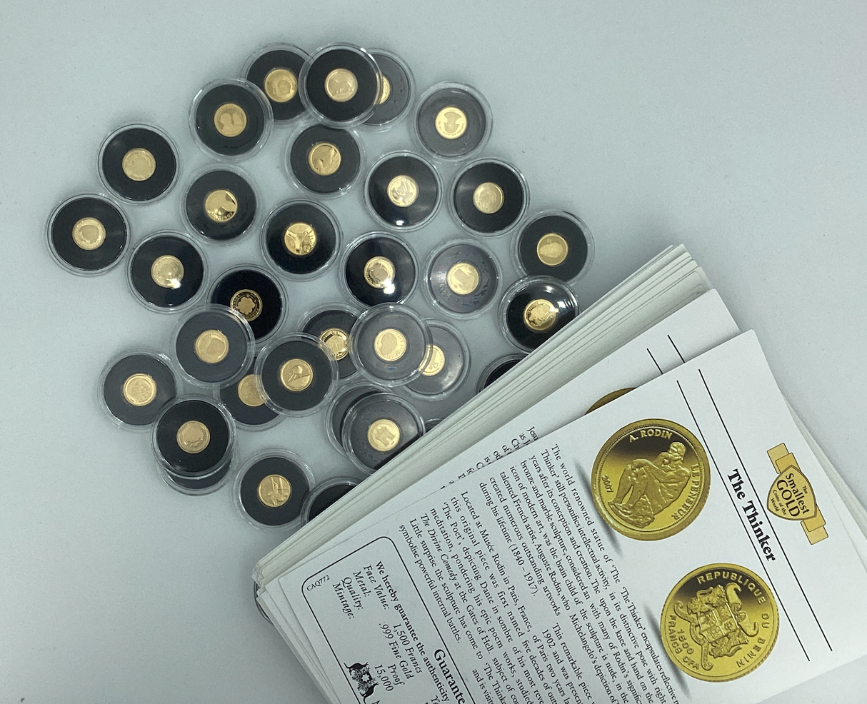2005- The Smallest Gold Coins of the World. Multiple Countries. 0.5 Grams of Pure Gold in Each Coin.