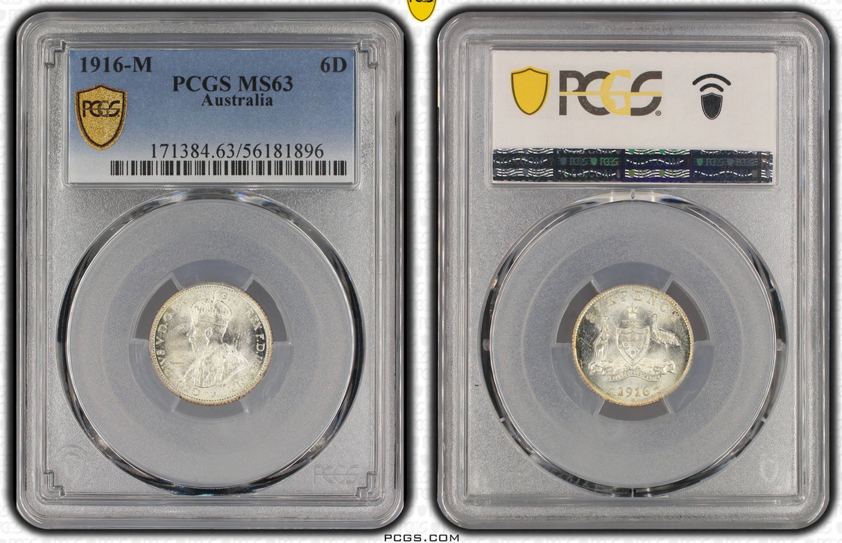 1916-M Sixpence PCGS MS63
