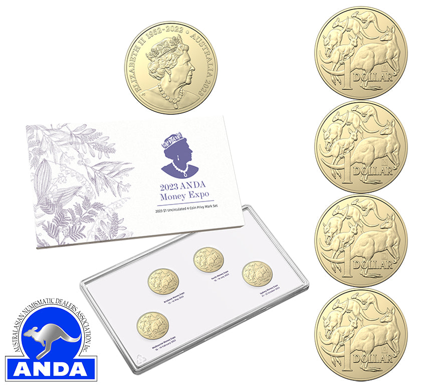 2023 ANDA Money Expo $1 Uncirculated 4 Coin Privy Mark Set
