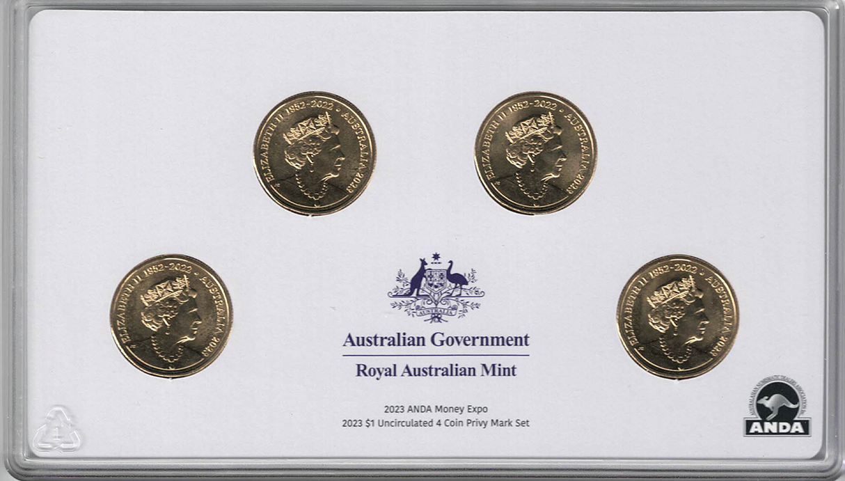 2023 ANDA Money Expo $1 Uncirculated 4 Coin Privy Mark Set