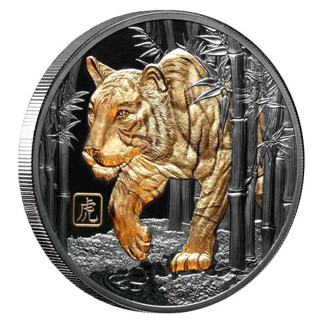 2022 5oz Silver Year of the Tiger Black Proof Coin – Niue