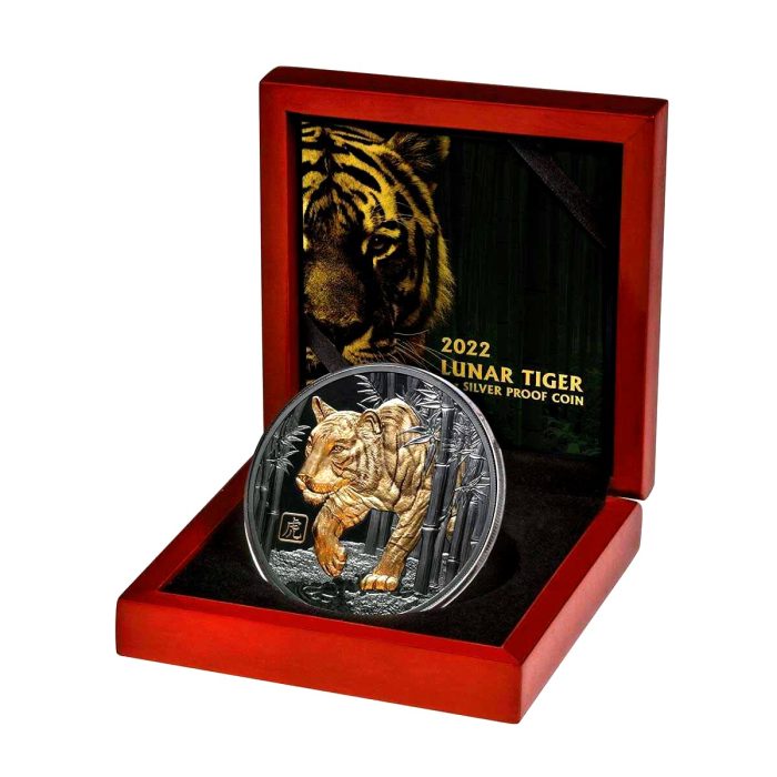 2022 5oz Silver Year of the Tiger Black Proof Coin – Niue