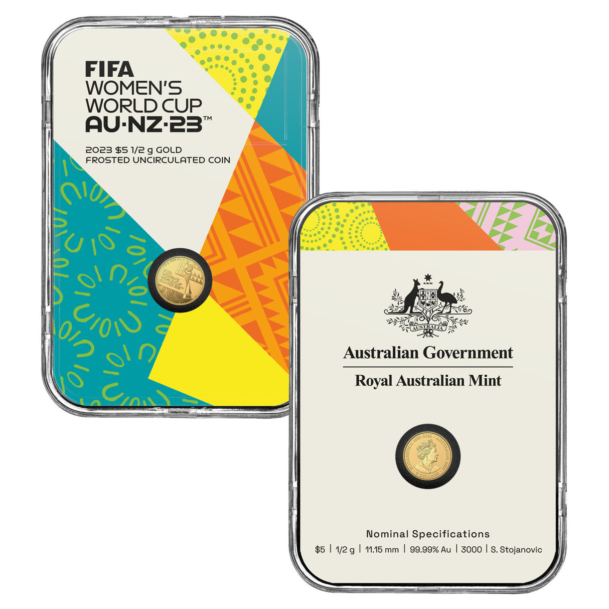 2023 Australia FIFA Women's World Cup $5 1/2g Fine Gold Frunc Coin