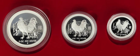 2005 Australian Lunar Silver Proof Three-Coin Set – Year of the Rooster