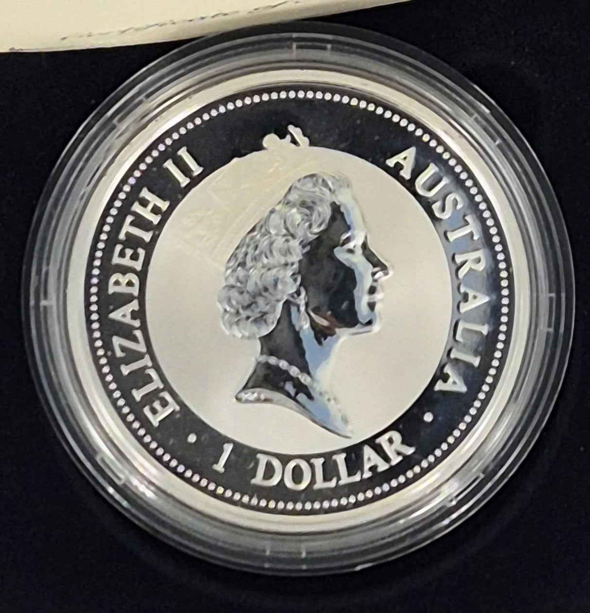 1996 $1 1oz Silver Kookaburra – Basler Stab Privy Mark