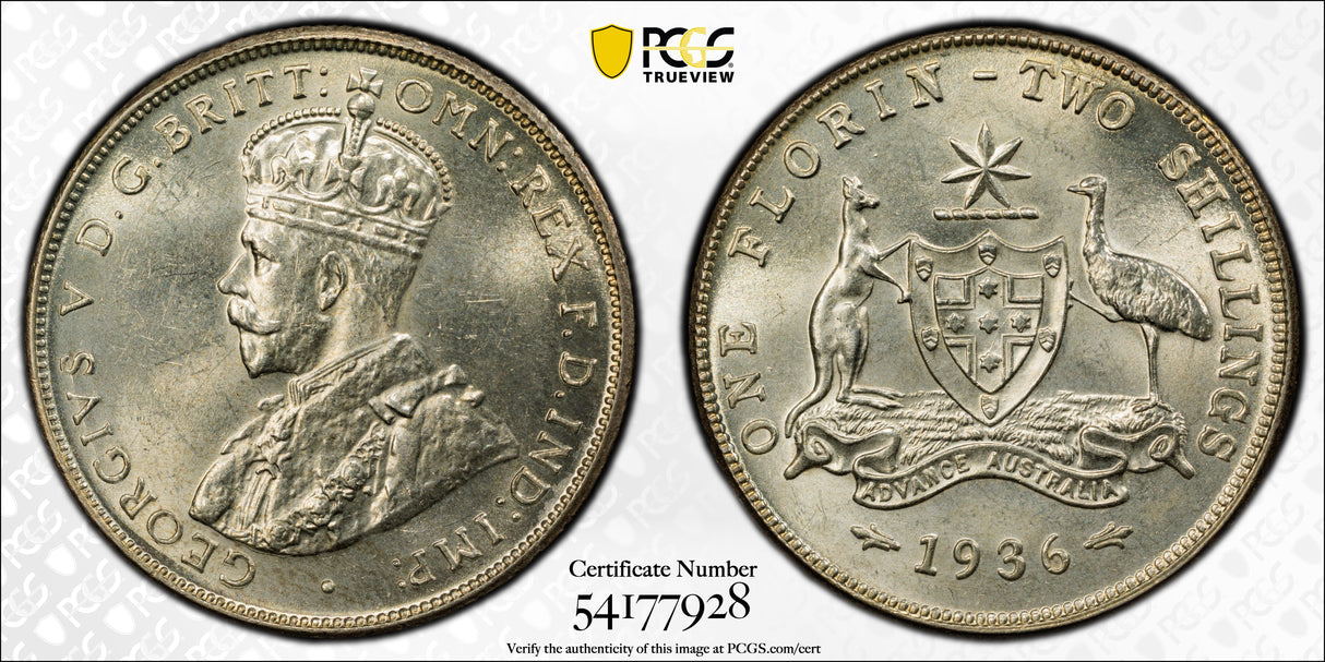1936(m) Australian Florin - PCGS MS63