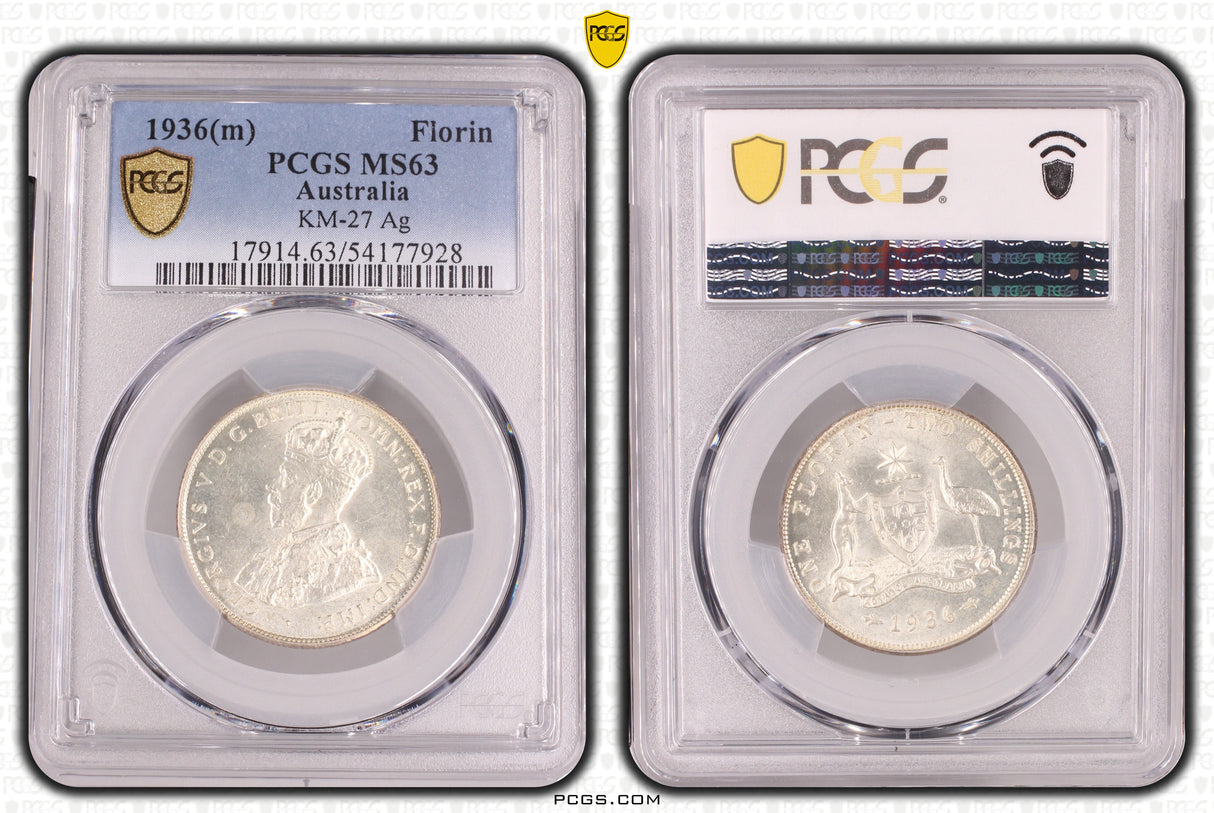 1936(m) Australian Florin - PCGS MS63