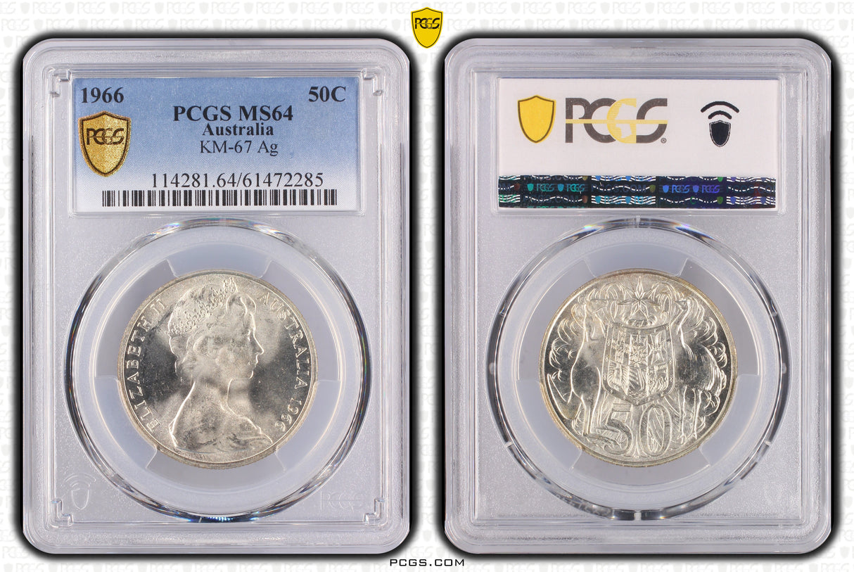 1966 Australian Round 50c - PCGS MS64