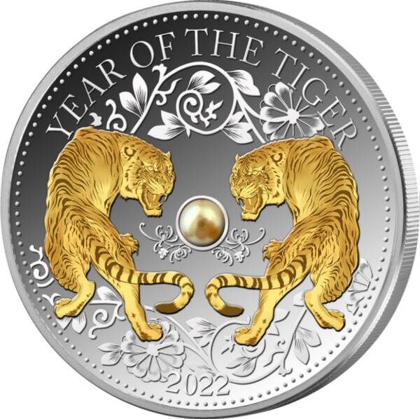 2022 $10 Fiji 1oz Silver Proof Coin - Year of the Tiger with Pearl