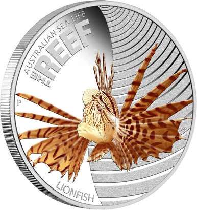 2009 Australian Sea Life Lionfish 1/2oz Silver Coloured Proof Coin