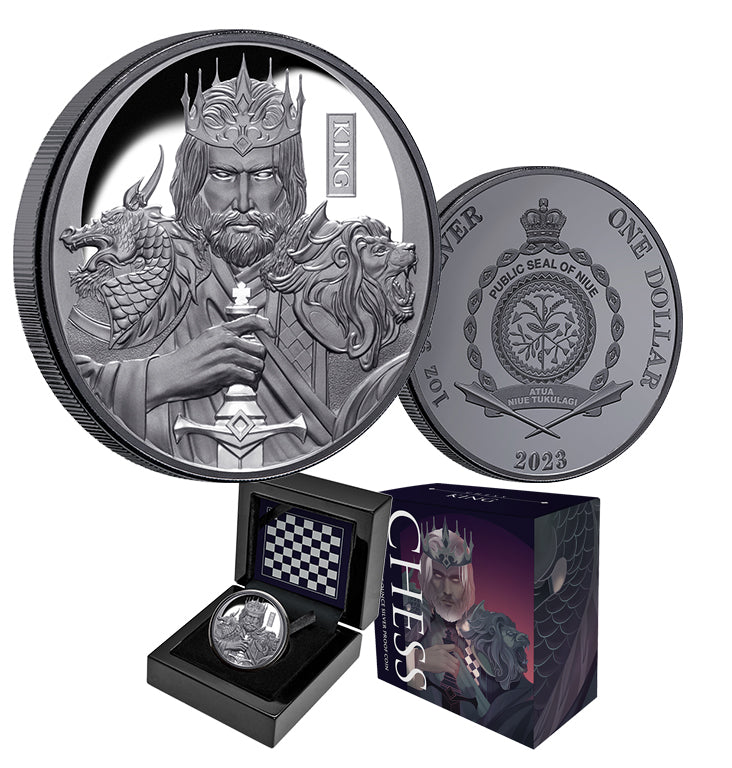 2023 $1 Chess King 1oz Black Silver Proof