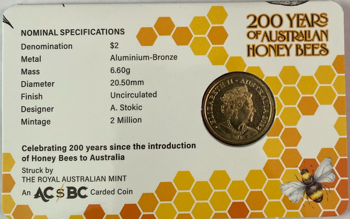 2022 $2 Honey Bee Carded Coin