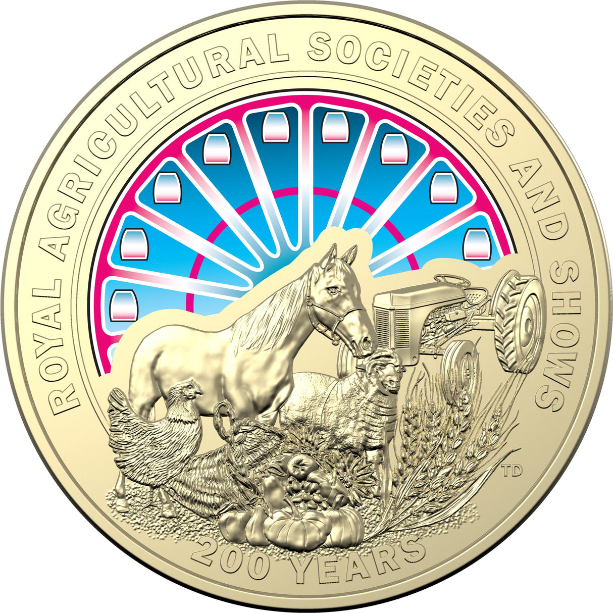 2022 Uncirculated Coloured $1 Coin. Bicentenary of Royal Agricultural Societies and Shows.