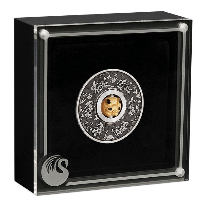 2023 1oz Silver Antiqued Coin - Year of the Rabbit Rotating Charm
