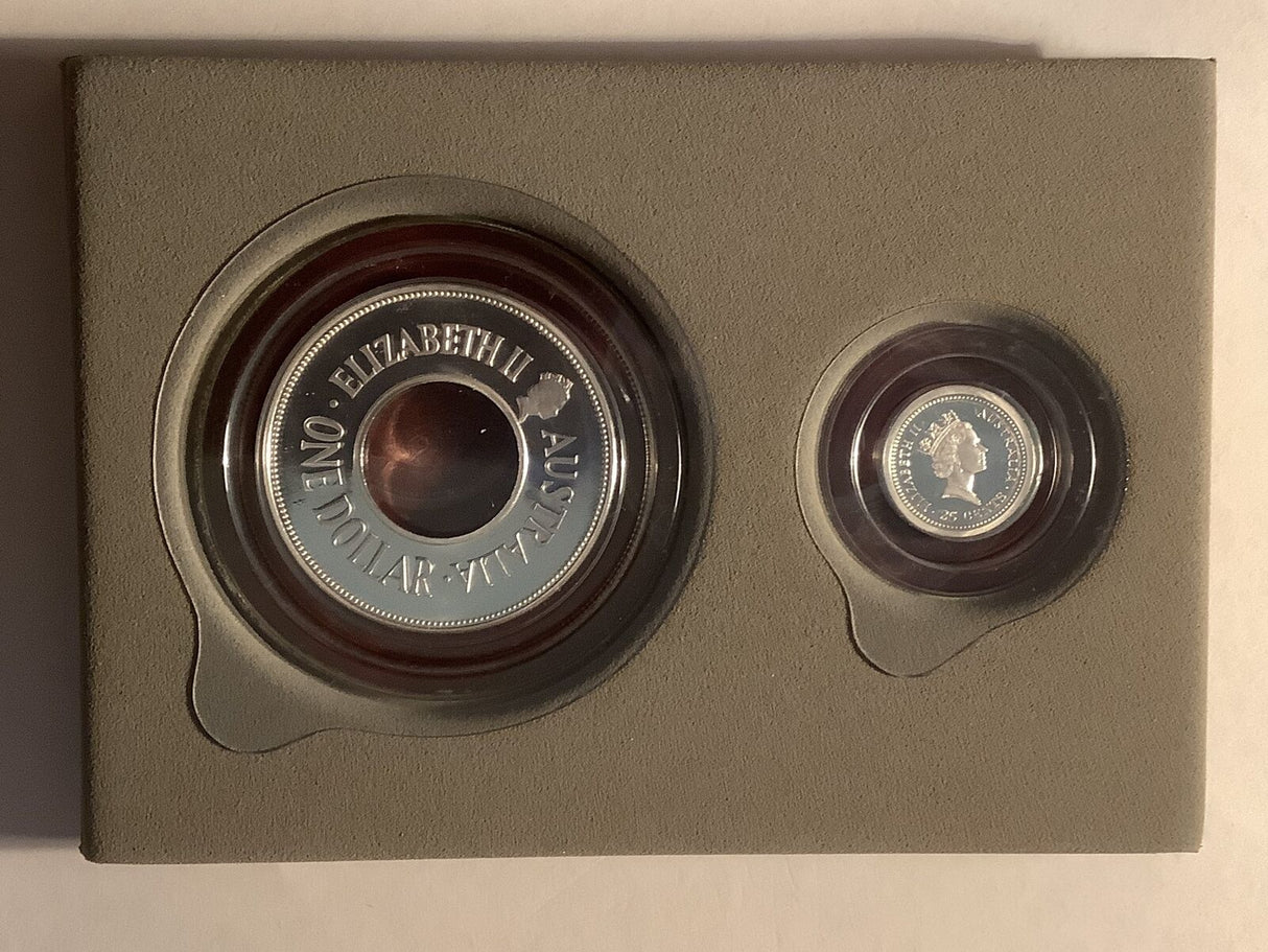 1990 2 Coin Set. The Holey Dollar and the Dump.